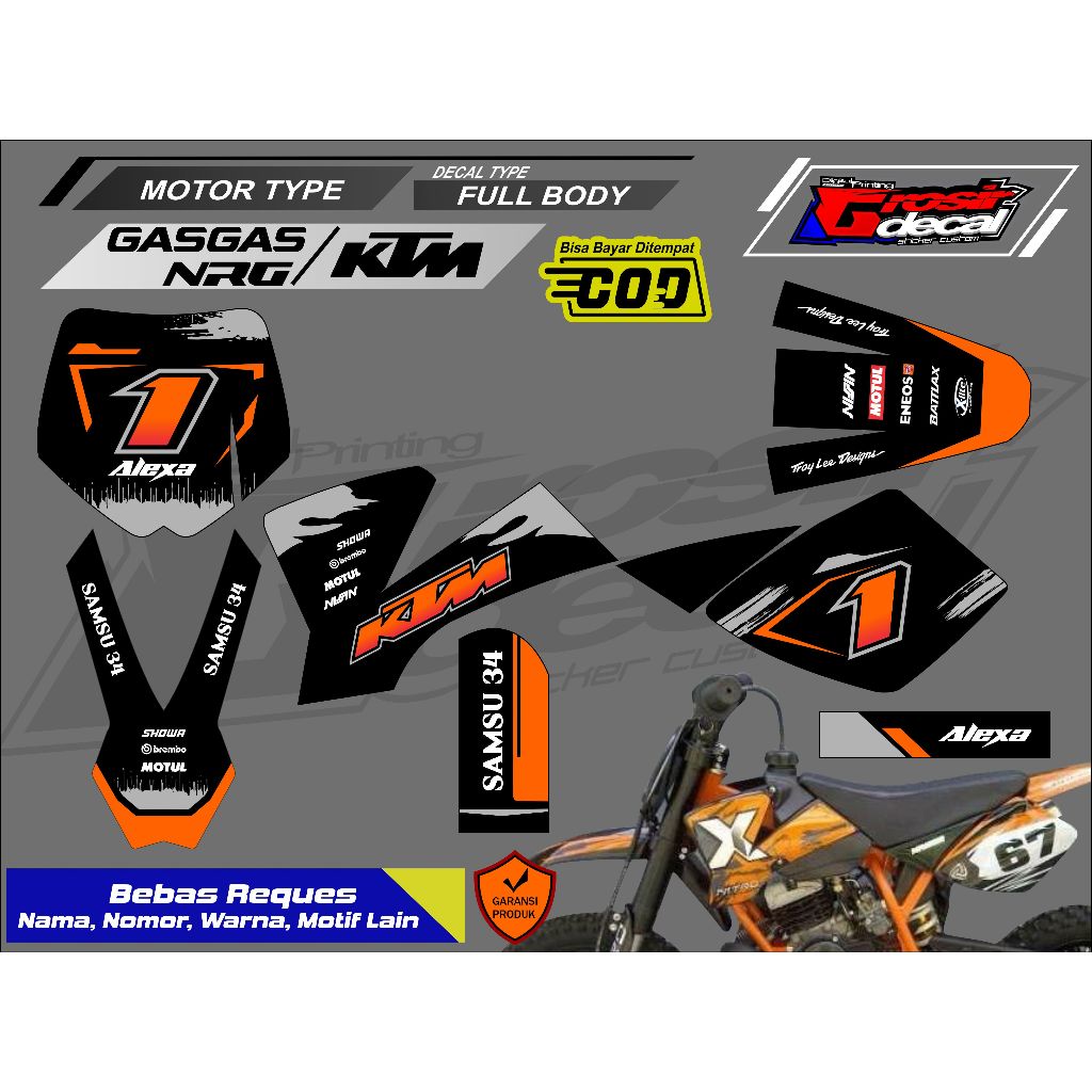 Sticker Stiker Trail Mini NRG 50cc Gazgas 50cc TRX 50cc KTM 50cc Full Bebas Reques