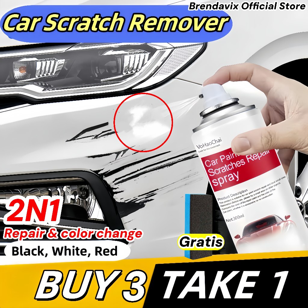 Cat semprot body motor mobil putih dan hitam anti gores semprot compound kompon penghilang baret mob