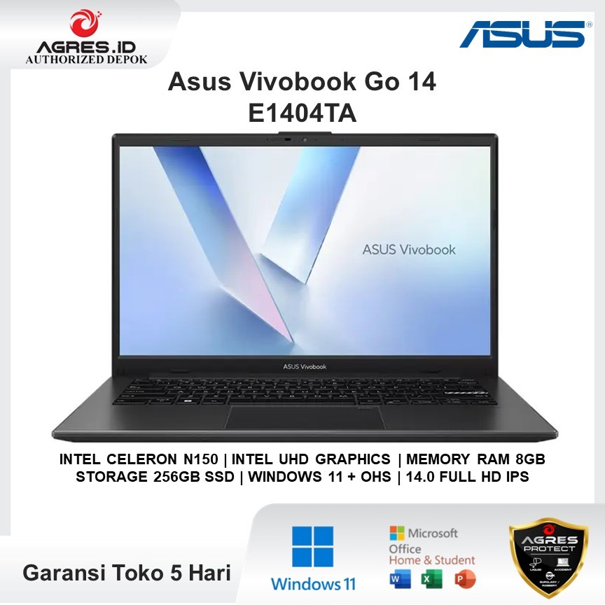 Laptop Asus Vivobook Go 14 E1404TA N150 8GB 256GB Win 11 OHS 14 Full HD IPS