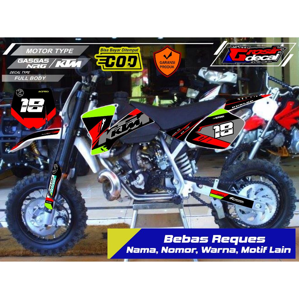 Decal Sticker Trail Mini NRG 50cc Gazgas 50cc TRX 50cc KTM 50cc Full Body Bebas Reques