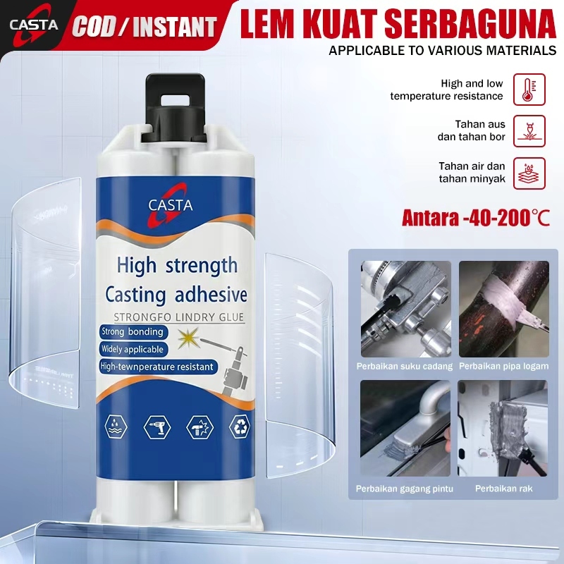 CASTA Lem Besi AB 85g Super Kuat Tahan Panas & Anti Bocor, Perekat Serbaguna Untuk Reparasi Mobil, R