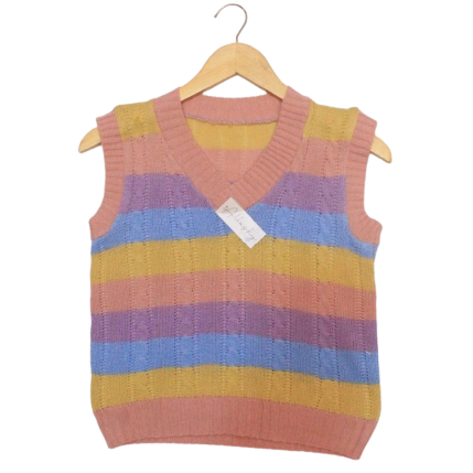 Rompi Vest Cable Rainbow Rajut Anak / Rompi Rajut Pelangi / Rompi Pelangi / Vest Anak Warna-Warni / 