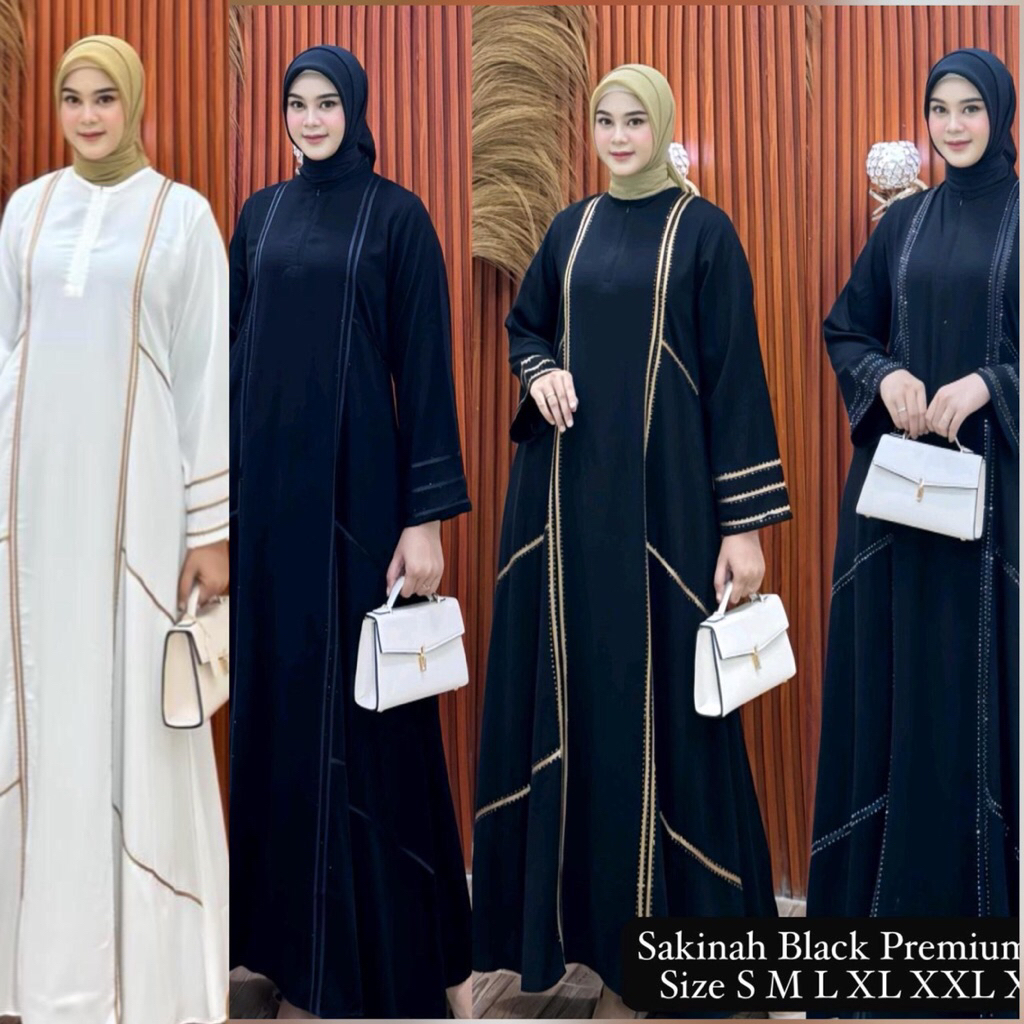 Abaya Sakinah Black Premium Abaya Gamis Dress Jetblack Abaya Kondangan Abaya Bundling Pashmina Abaya