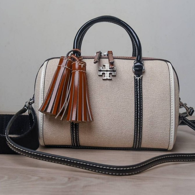 TORY BURCH Thea Mini Barrel Satchel Bag Canvas