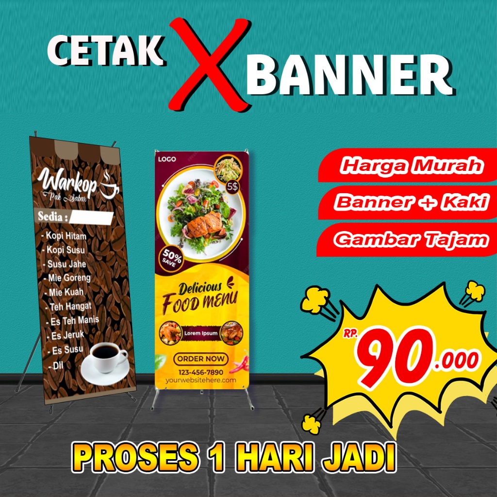 [FREE DESIGN] Cetak XBanner 60 x 160 cm/XBanner Custom/YBanner/XBanner aqiqah/XBanner wisuda/XBanner