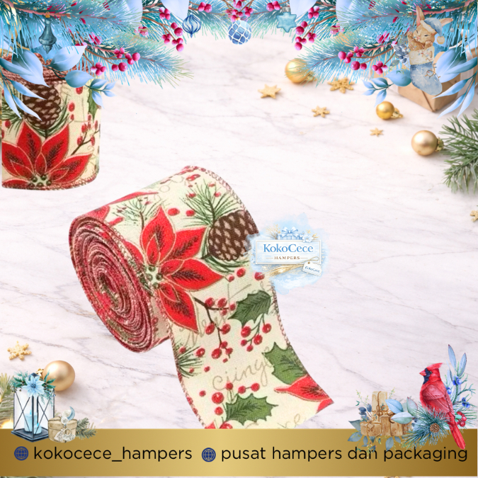 Pita Christmas Pita Natal Linen Pita Kain Goni Merry Christmas Pita Kawat Natal Pita Natal Linen 6CM