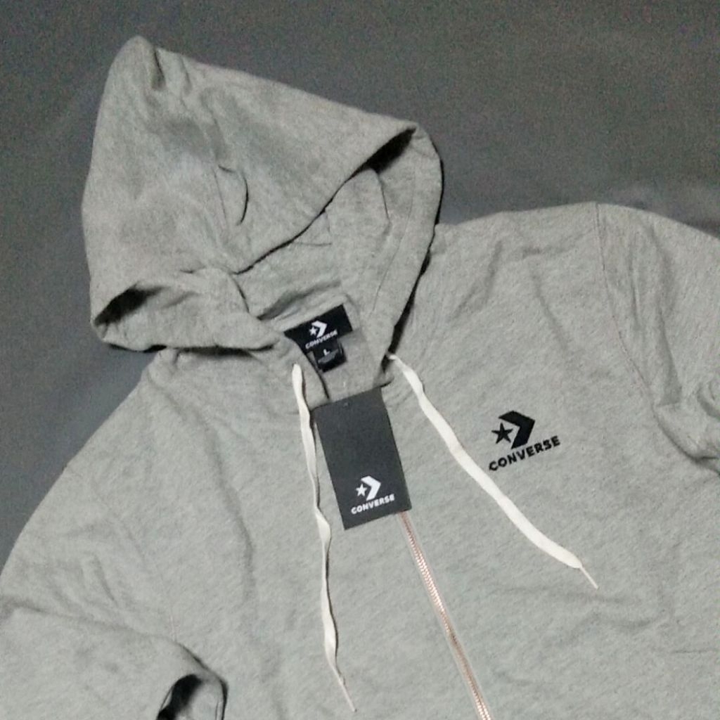 Zip Hoodie Converse Original Grey Abu Ukuran L