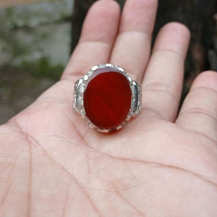 Cincin batu akik yaman ahmer natural