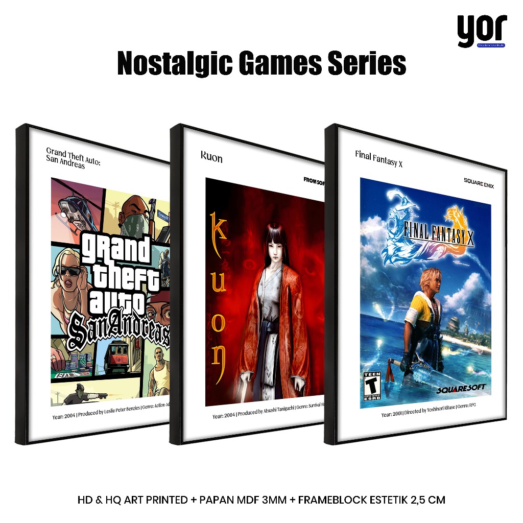 Poster Game Konsol PS1 PS2 PS3 dll Bingkai Frameblok - Hiasan Dinding Game Nostalgia