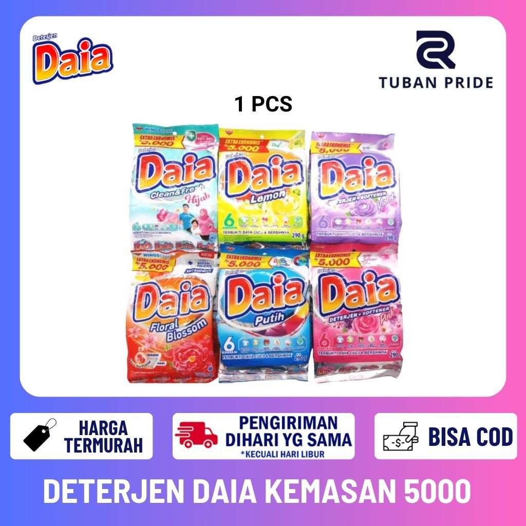 [TP] Deterjen Bubuk Daia Bunga Hemat 5000an 245 Gram Eceran Powder Floral Blossom Fresh Lemon Fruity