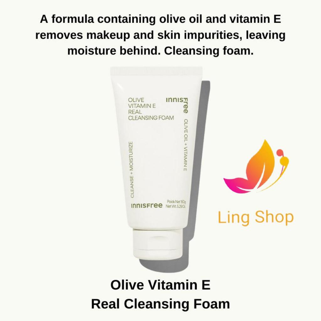 Innisfree Olive Vitamin E Real Cleansing Foam 150g/Sabun cuci muka untuk kulit kering