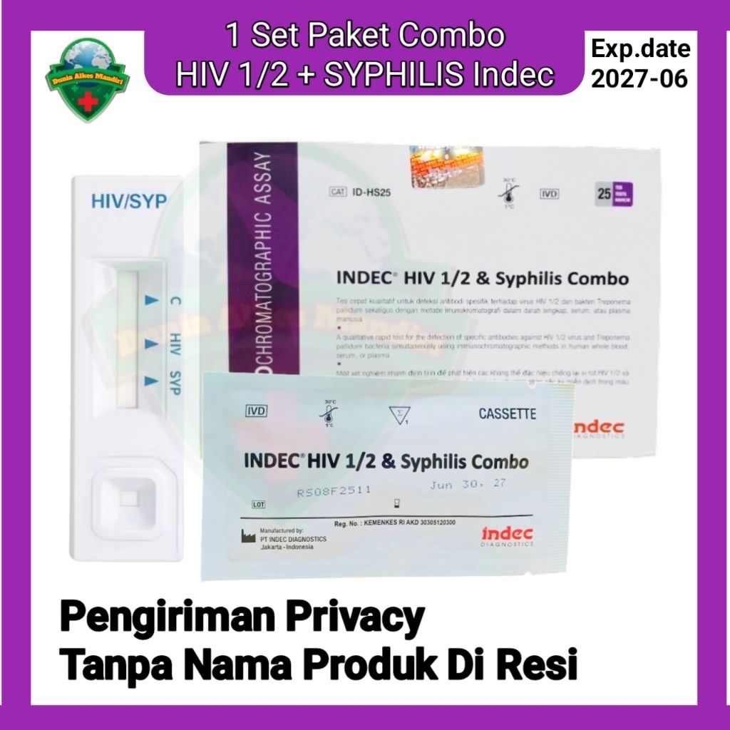 Alat Tes HIV & Sifilis Combo One Step - ArkanMedical,Indec,IS Akurat, Mudah Digunakan, Hasil Cepat