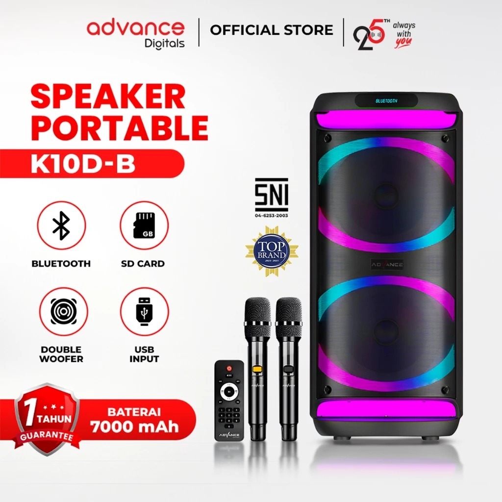 ADVANCE K10D-B K10DB K-10D B Speaker Bluetooth Wireless 10" 10 Inch Double Woofer