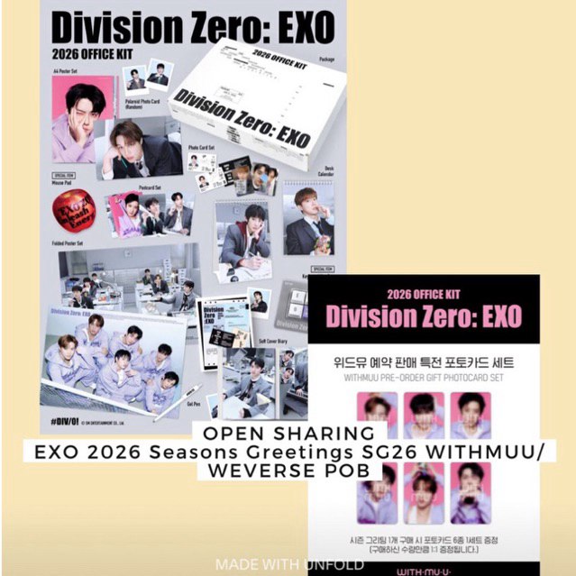 [SHARING] EXO 2026 Seasons Greetings SG26 ready stock withmuu pob photocard benefit chanyeol kyungso