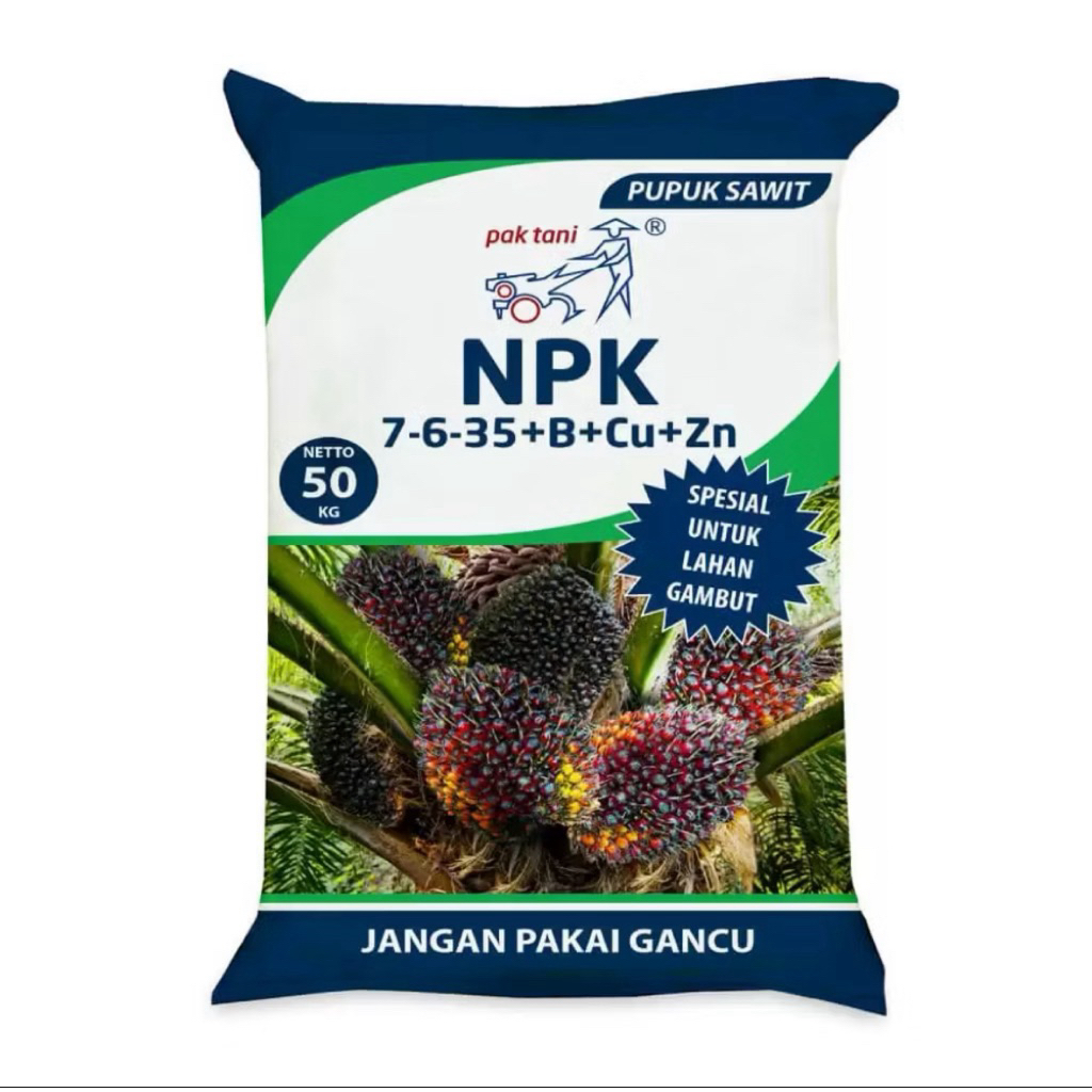 5 Kg Pupuk NPK 7-6-35+B+Cu+Zn Spesial untuk lahan gambut pak tani. Pupuk Original dengan tambahan Bo