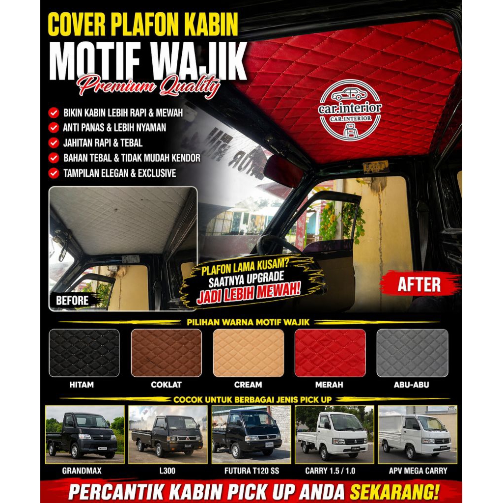 cover plafon atap mobil t120 ss pick up model motif