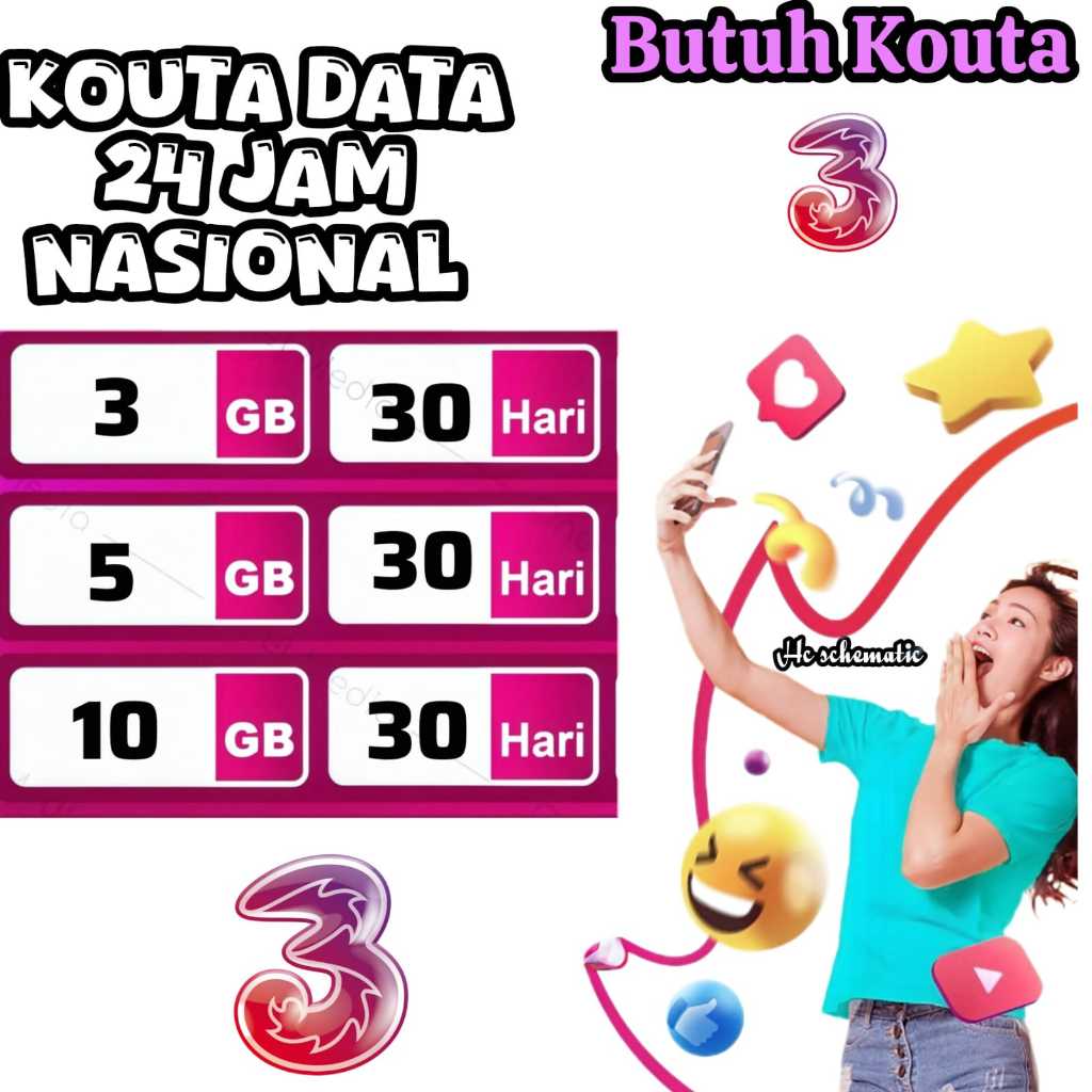PAKET KOUTA DATA TRI 3 .TIGA PULUH HARI