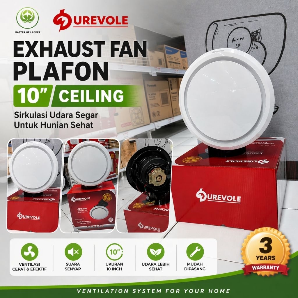Eurofan Exhaust Fan Kipas Ventilasi 10 Inch Ceiling Fan 10" Durevole VRD8PW 10