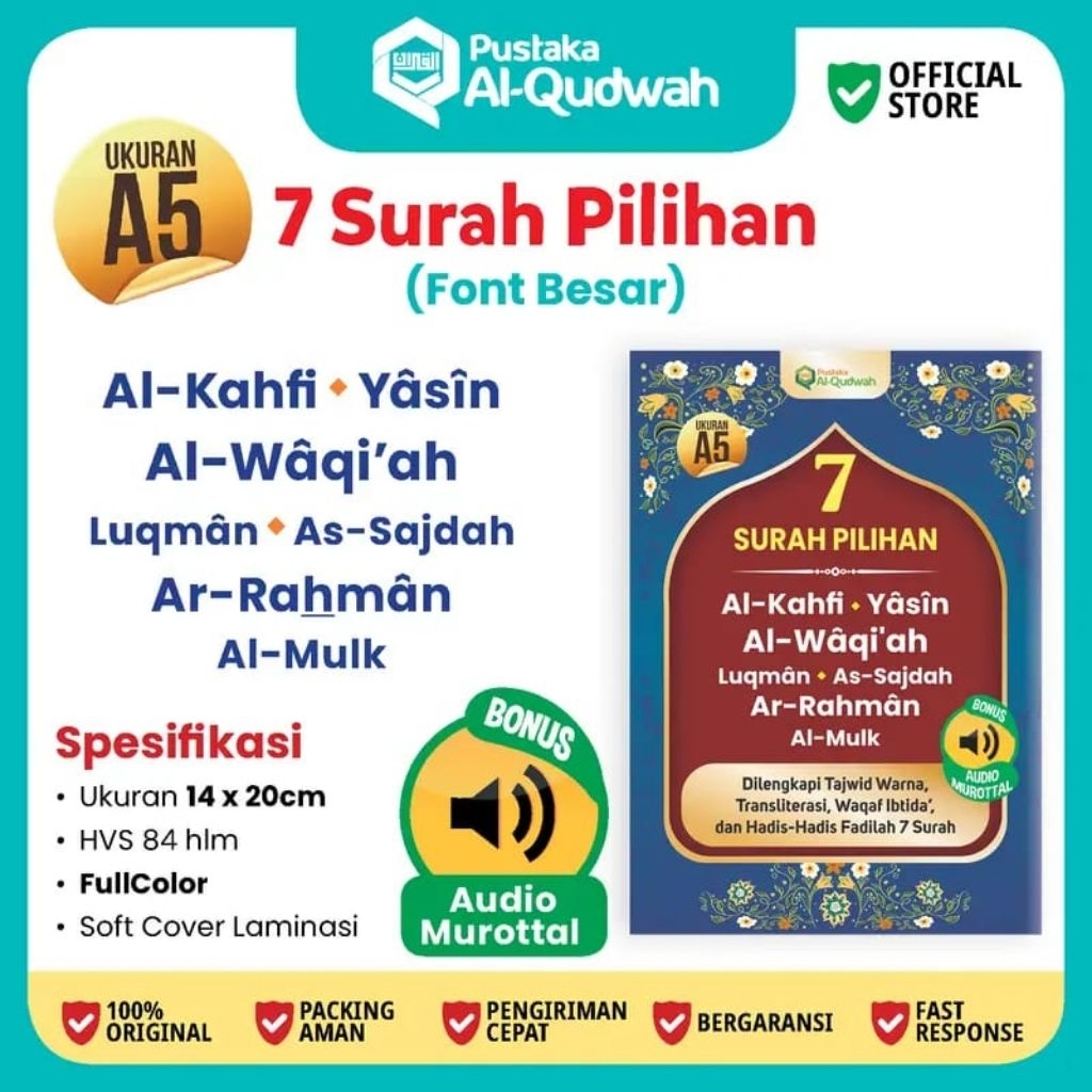 7 Surah Pilihan A5 ( Font Besar) Pustaka AlQudwah - 7 Surat Pilihan