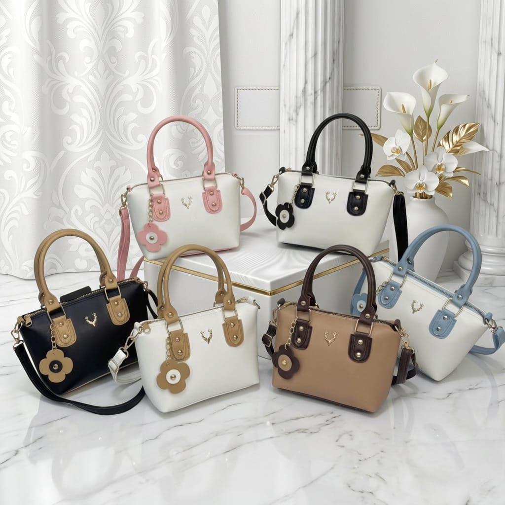 Tas Selempang Mini Wanita Terbaru AMANI Sling Bag Korean Style Kekinian OOTD Hitam & Pink Bahan Sint