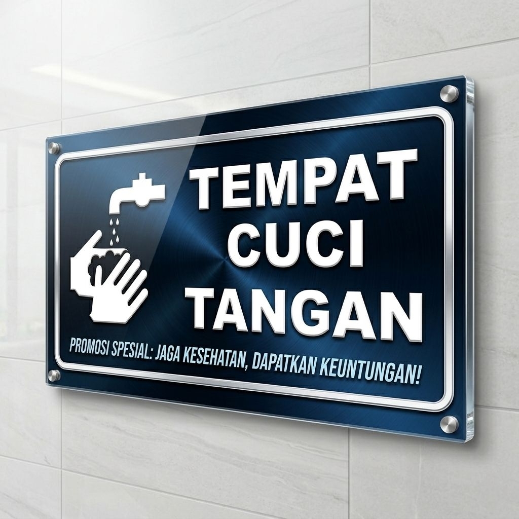 Akrilik Tempat Cuci Tangan / tempat cuci tangan akrilik / papan nama tempat cuci tangan / Akrilik Si