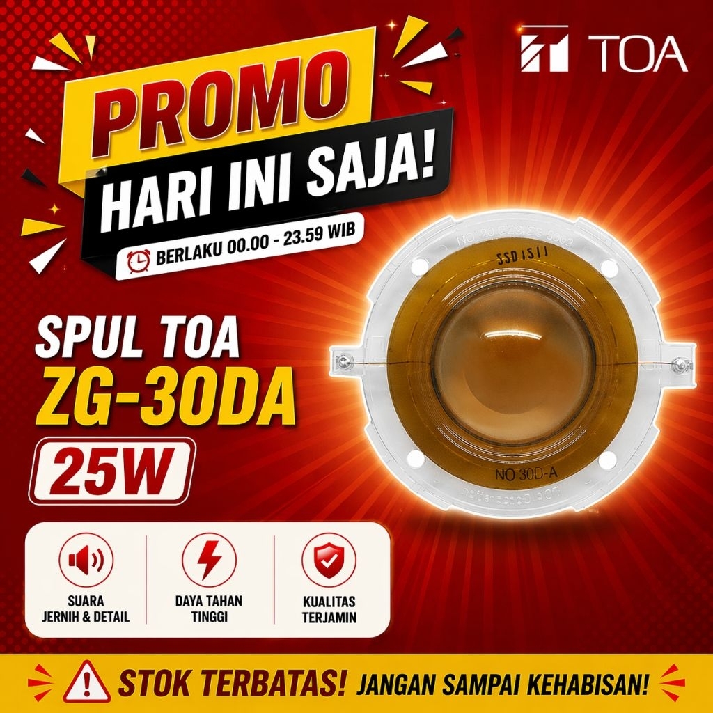5 UNIT SPUL MEMBRAN TOA ZG-30DA ZG 30 SPUL CORONG SPEAKER TOA 25 WATT