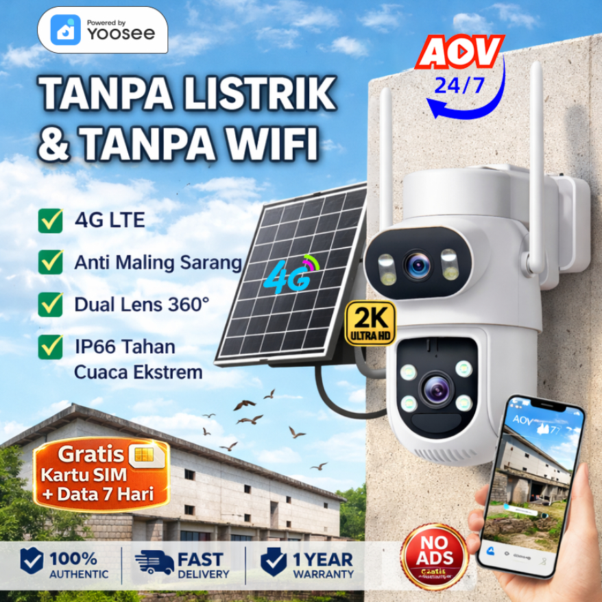 Yoosee CCTV Rumah Walet 4G Tenaga Surya Tanpa Cahaya Merah Kamera Pengintai Sarang Burung Resolusi T