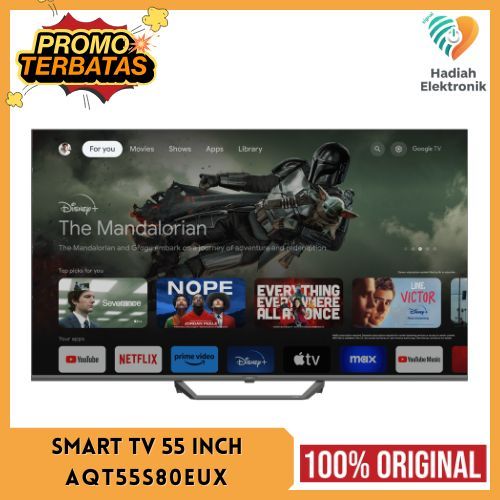 QLED TV AQUA AQT55S80EUX SMART GOOGLE TV UHD 4K HDR 55 INCH AQT 55S80EUX DIGITAL TV