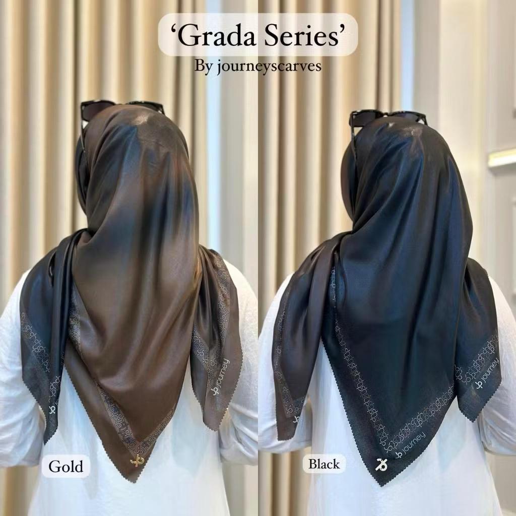 (KEMASAN POUCH) SEGIEMPAT JOURNEY GRADASI SERIES VOAL MOTIF JOURNEY KW HIJAB VOAL MOTIF JOURNEY