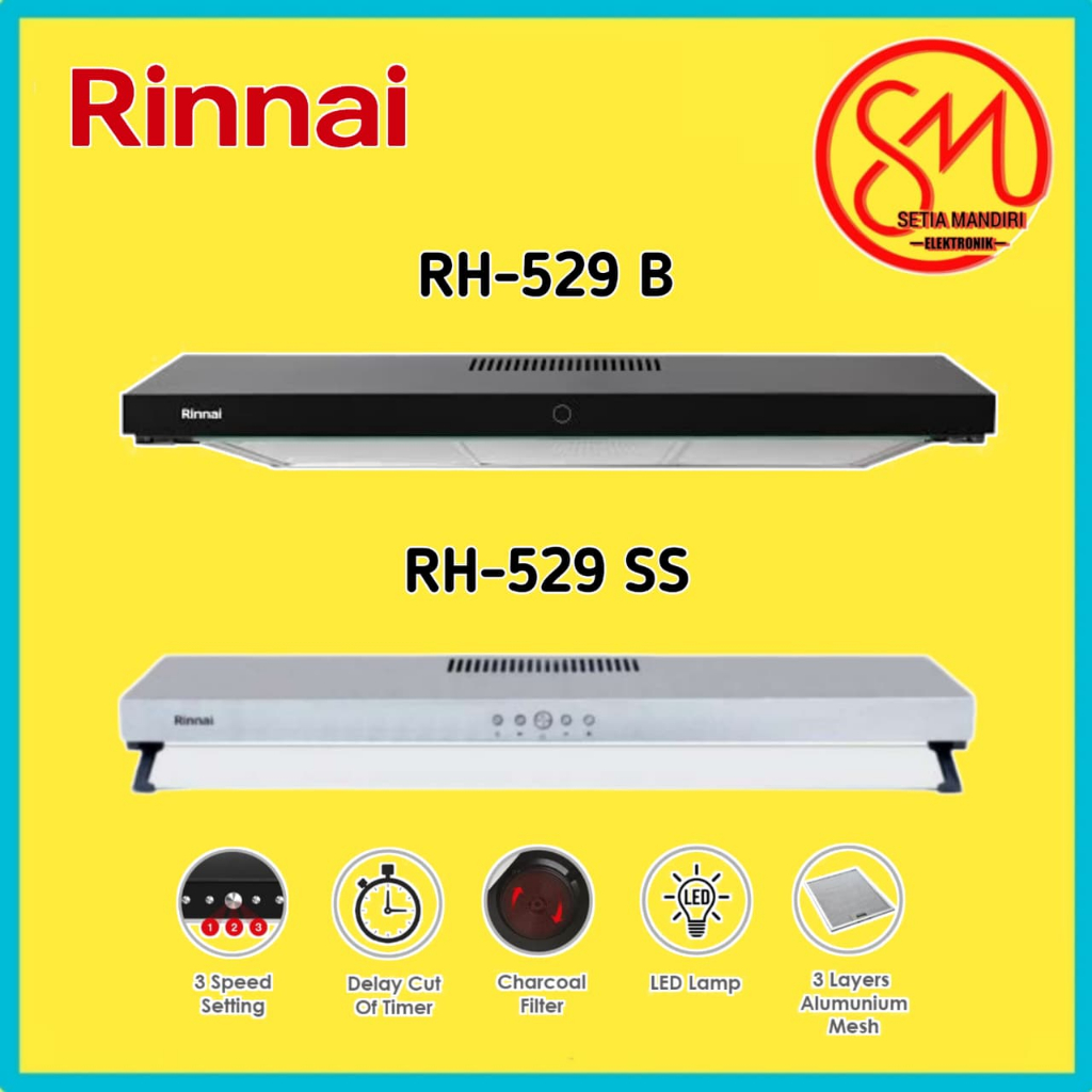 Cooker Hood Rinnai RH-529B I RH-529SS 90 cm Touch screen sentuh