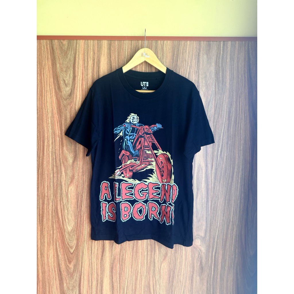 Baju Kaos Uniqlo Collab Marvel Ghost Rider Pekat Second