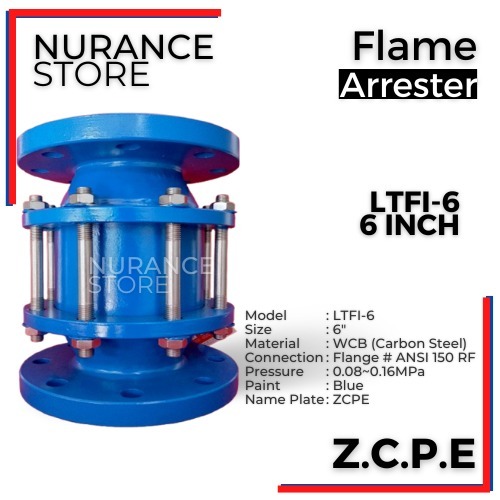 INLINE FLAME ARRESTER - LTFI-6 SIZE 6 INCH
