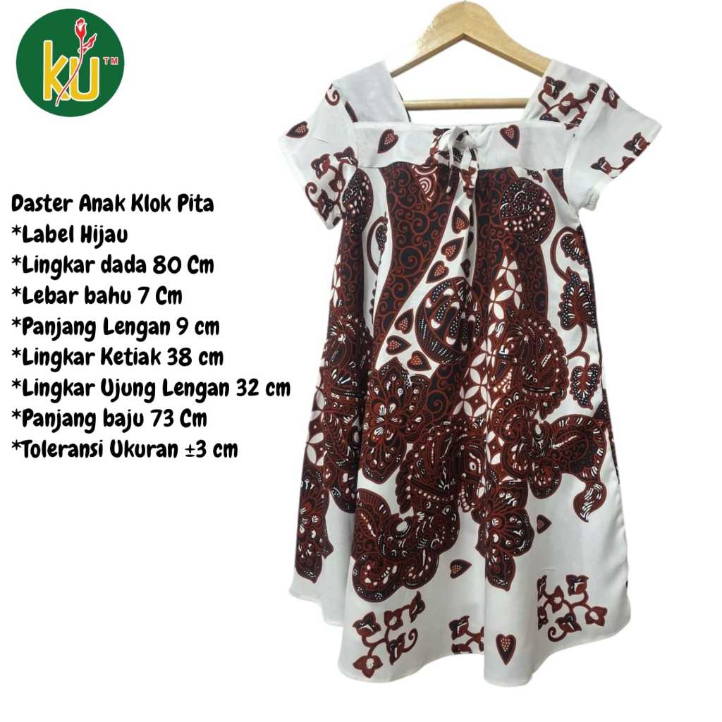 Kencana Ungu Daster Anak Klok Pita Label Hijau