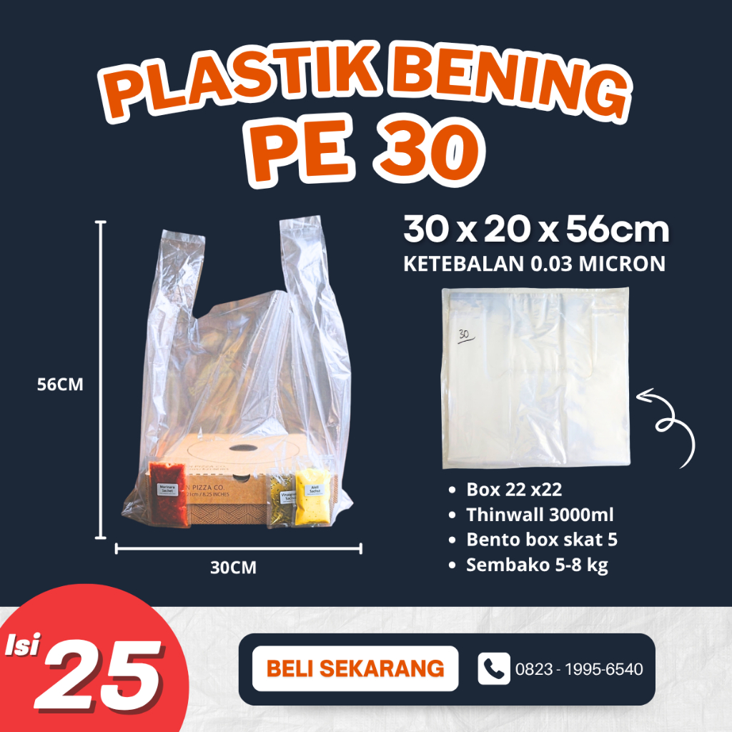 Kantong Kresek Plastik PE Bening PARTY 30 isi 25 lembar