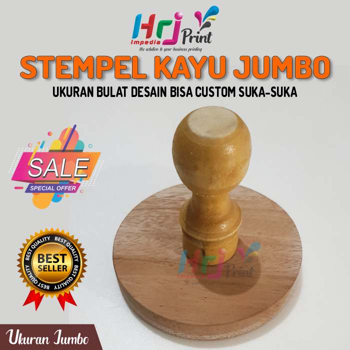 Stempel Kayu Custom Ukuran Bulat Jumbo | Stempel Kayu Ukuran Besar Desain Custom Free Desain