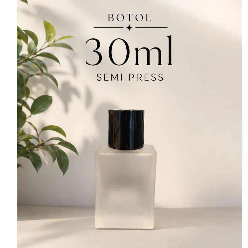 CASA KOTAK 30ML. BOTOL 30ML FROSTED. SEMI PRESS. BOTOL PARFUM SEMI PRESS.PER PCS