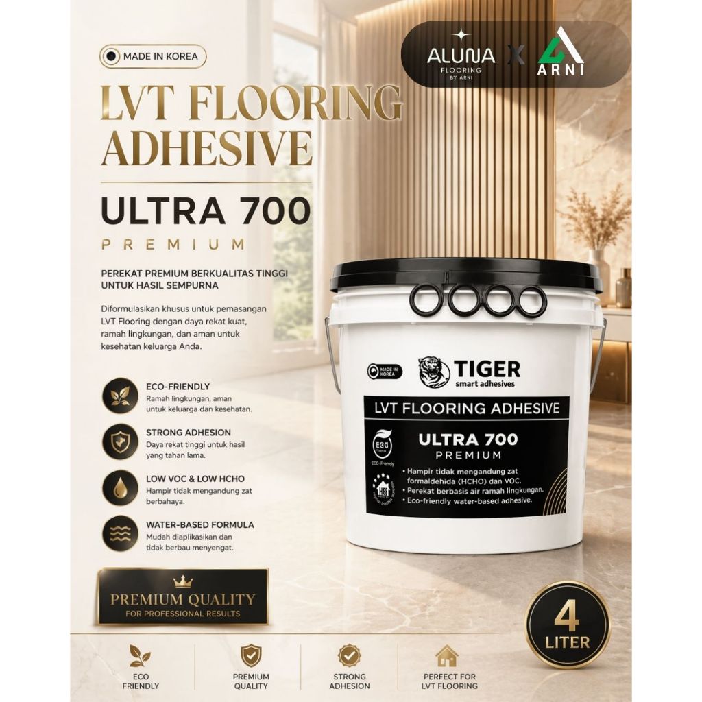 Lem Tiger Ultra 700 Premium | Lem Putih Vinyl Flooring | Perekat Lantai Vinyl | Lem Vinyl Kualitas P