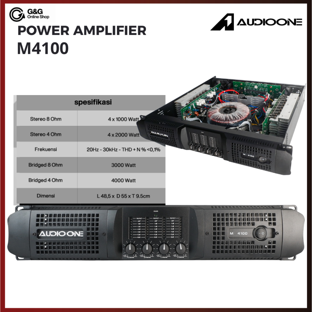 AUDIO ONE Amplifier M4100 4CH | Power Ampli Lapangan Subwoofer Fullrange Besar I GNG AUDIO
