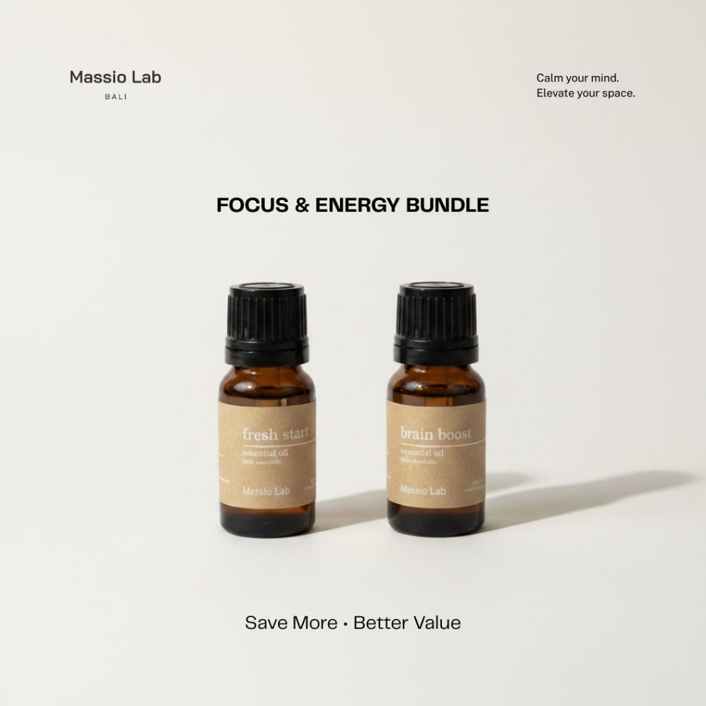 Massio Lab Focus & Energy Aromatherapy – Produktivitas & Mood Booster Bundle Essential Oil
