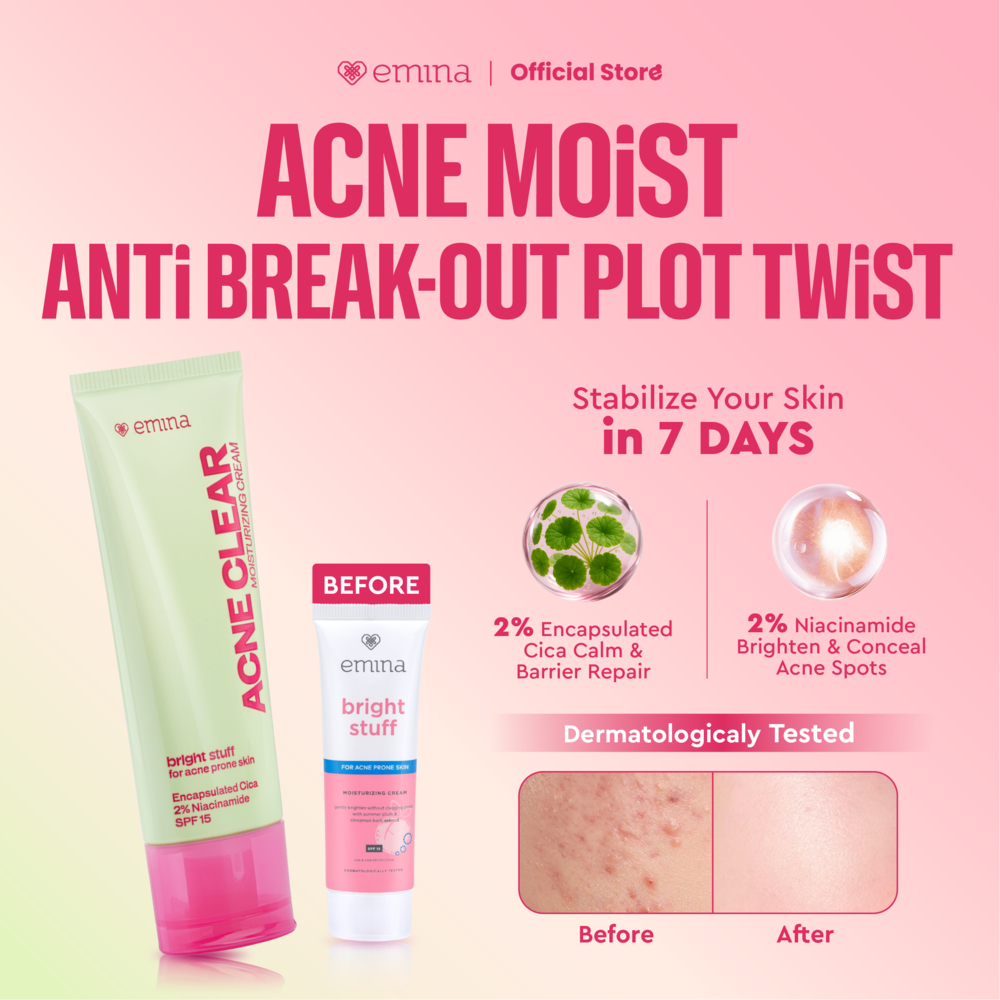 Emina Acne Clear Moisturizing Cream 20 ml for Acne Prone Skin - Pelembab Wajah Untuk Kulit Mudah Ber