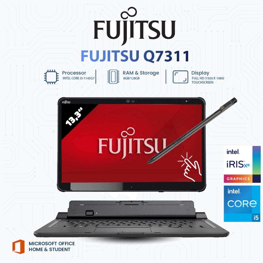 Fujitsu Q7311 | Core i5-1145G7 | RAM 8GB | SSD 128GB | Touchscreen | Keyboard Jepang + US Sticker | 