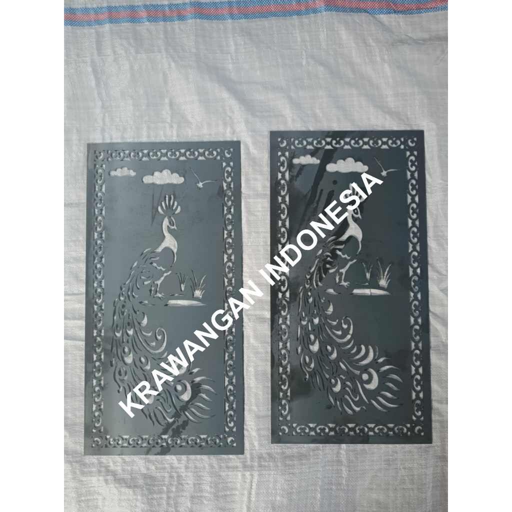 Krawangan Plat Motif Merak, Pagar Plat Krawangan, Krawangan Ornamen, Laser Plat Pagar, Cutting CNC, 