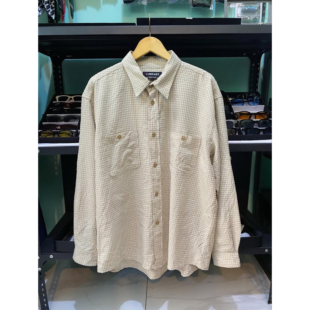 Kemeja outdoor Millet Tartan Authentic small logo bordir
