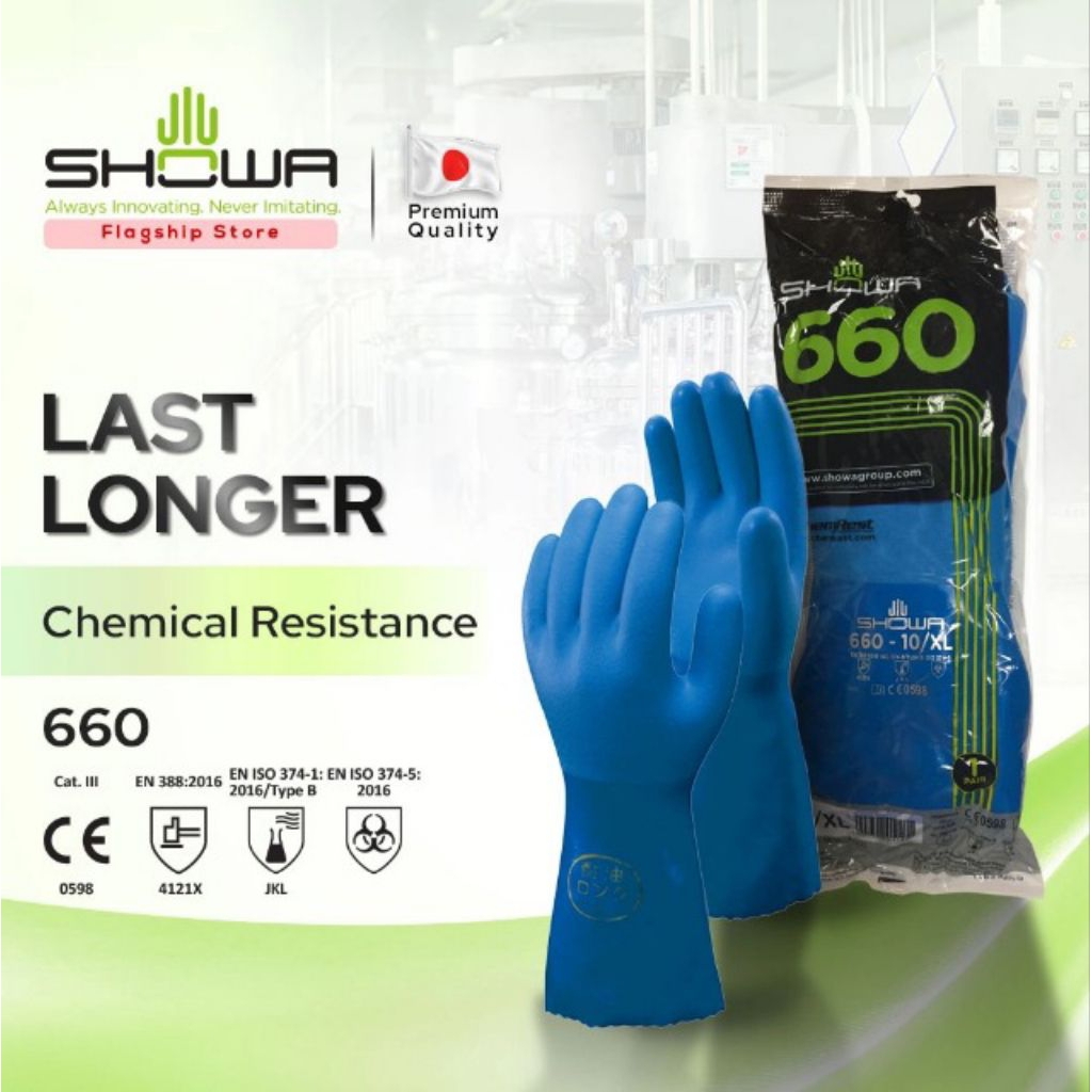 SHOWA Glove Chemicals (Sarung Tangan Chemical) 660 Size L