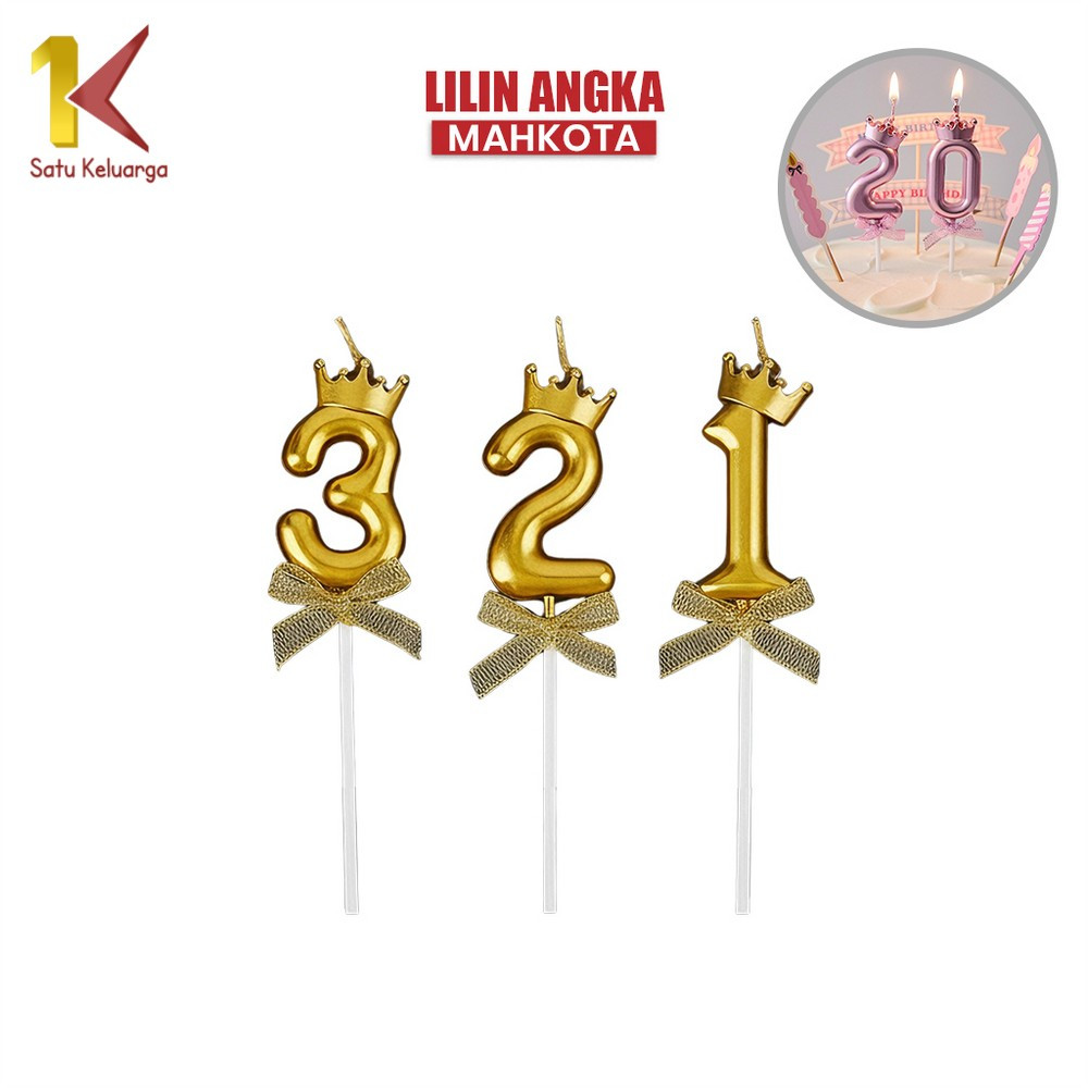 EC Eceran Satu Keluarga Lilin Ulang Tahun Angka Mahkota C1493 Lilin Angka Mahkota Pita Lucu Birthday