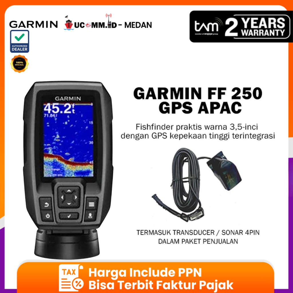 Garmin FF250 FF 250 Fishfinder GPS APAC CHIRP Alat Penangkap Pelacak Ikan Garansi TAM 2 Tahun