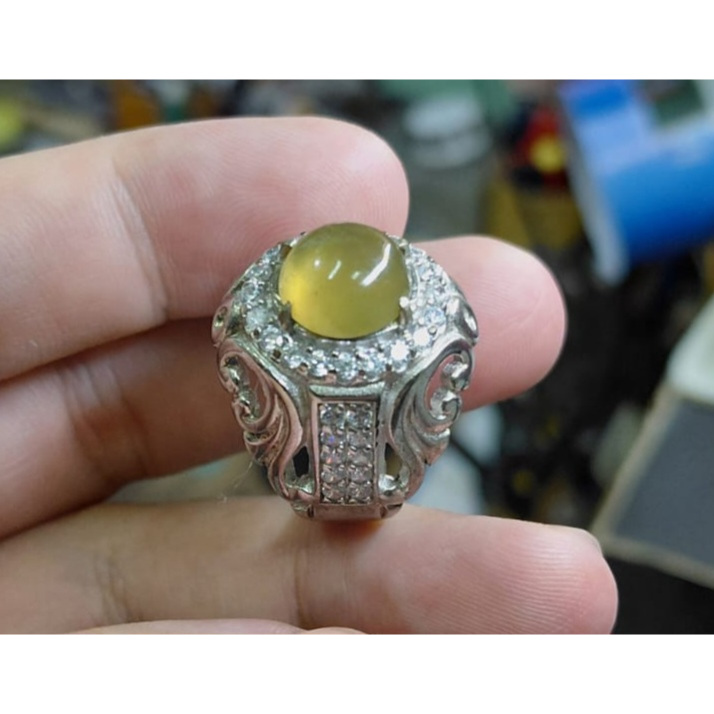 Cincin Batu Natural Idocrase Bio Solar Aceh IDC039 Giwang Size Kantoran Ikatan Perak