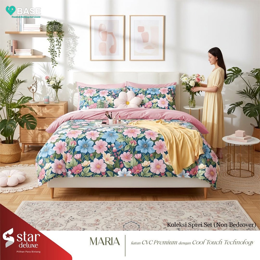 Sprei Set 180x200 Star Katun CVC Deluxe - BASE Nature King No 1