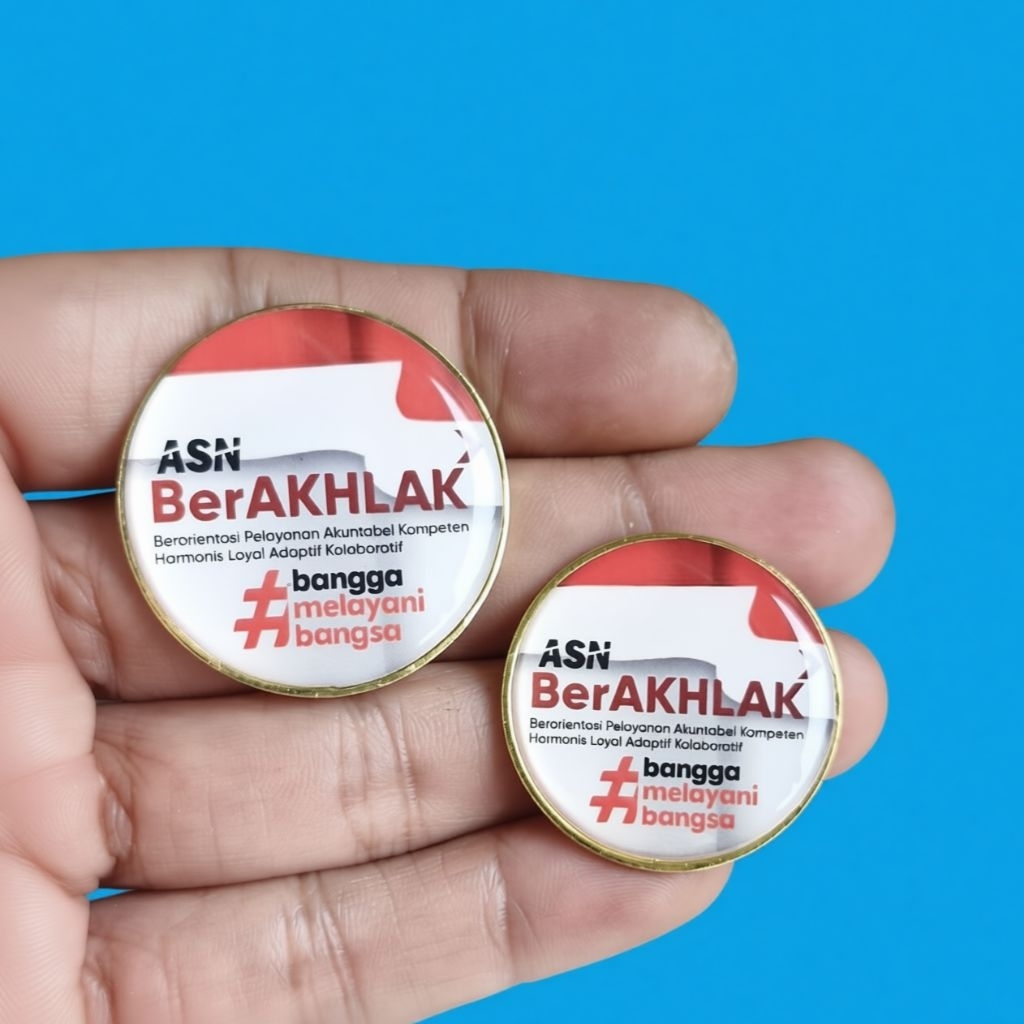 Pin ASN BerAKHLAK Model lis emas tebal / Lencana korpri ASN BerAKHLAK  model premium untuk PNS dan P