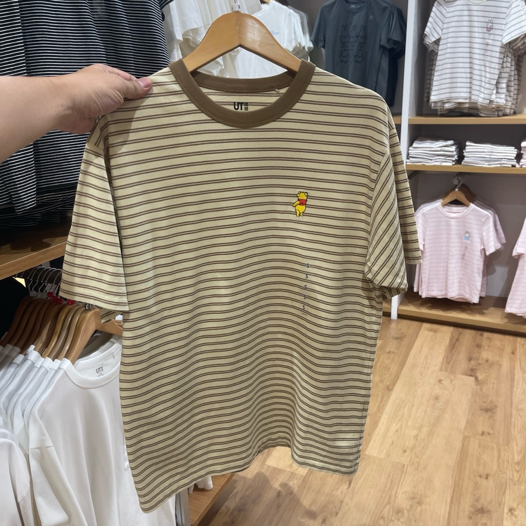 Tshirt Uniqlo Man MFA winnie the pooh stripe 30 natural
